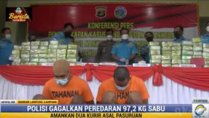 Polda Lampung Gagalkan Penyelundupan 97,6 Kilogram Sabu yang Dikendalikan Napi Lapas