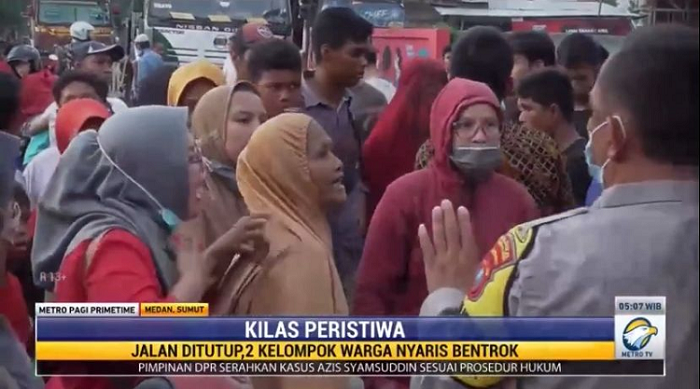 Emak-Emak di Medan Nyaris Bentrok Akibat Penutupan Jalan
