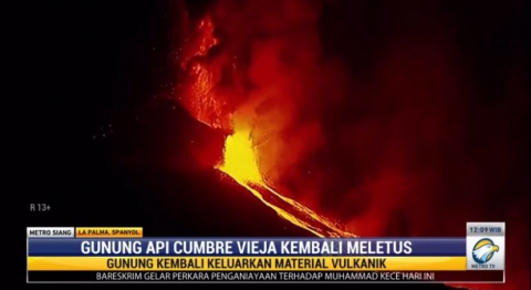 Gunung Api Cumbre Vieja di Spanyol Kembali Muntahkan Lava