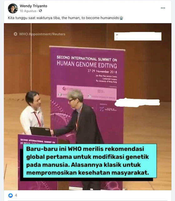 Tangkapan layar unggahan hoaks di media sosial. Foto: Facebook