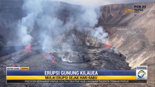 Salah Satu Gunung Berapi Teraktif di Dunia kembali Erupsi di Hawaii