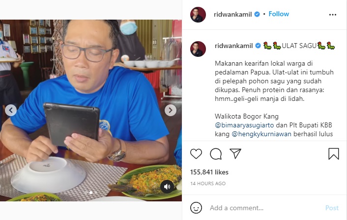 Kelakuan Super Jahil Ridwan Kamil: 'Perintahkan' Bima Arya Makan Ulat Sagu Khas Papua