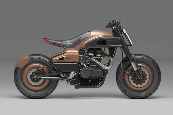 The Cosmic Royal Enfield Meteor 350 Beraliran Scrambler Futuristik