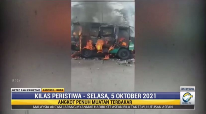 Angkot di Bandung Tiba-tiba Terbakar, Begini Kronologinya