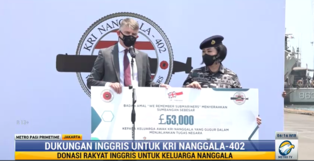Donasi Rp1 Miliar dari Inggris Segera Disalurkan ke Keluarga Korban KRI Nanggala-402