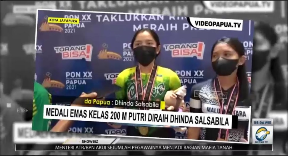 Dhinda Salsabila meraih dua medali di dua nomor cabor yang berbeda pada PON XX Papua. Metro TV