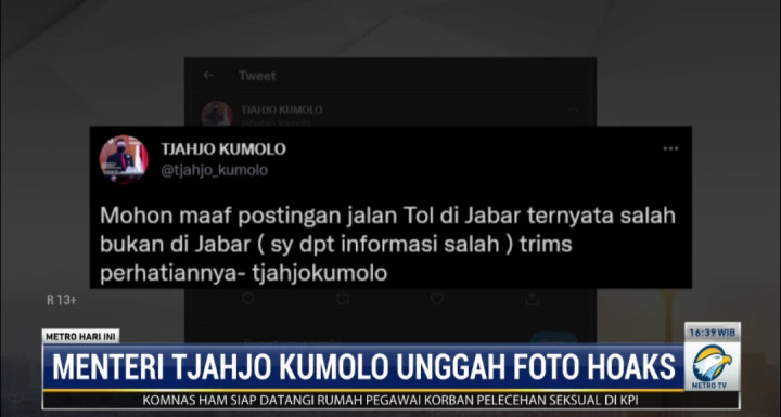 Tjahjo Kumolo Minta Maaf Usai Unggah Foto Hoaks Tol Cisumdawu