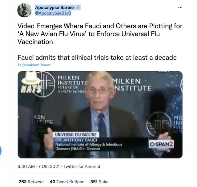 [Cek Fakta] Peneliti AS Ini Rencanakan Sebar Virus Influenza Jenis Baru? Ini Faktanya