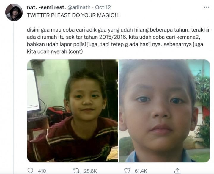 Viral! Berkat Twitter, Anak Ini Ditemukan Hanya 2 Hari Usai Hilang 5 Tahun