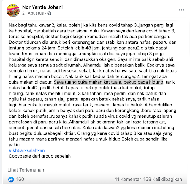 [Cek Fakta] Benarkah Menghirup Cuka Dapat Mengobati Covid-19? Begini Faktanya