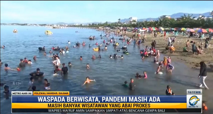 Waduh! Padati Pantai Bahari, Wisatawan Abai Prokes