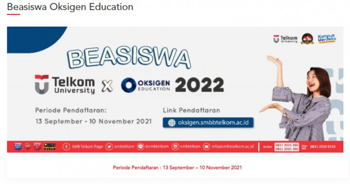 Telkom University Buka Pendaftaran Beasiswa Oksigen Education