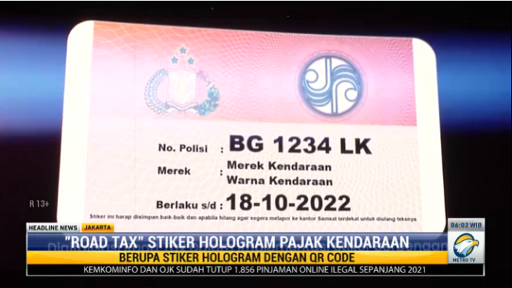Bukti Bayar Pajak Kendaraan Bermotor Kini Berstiker Hologram