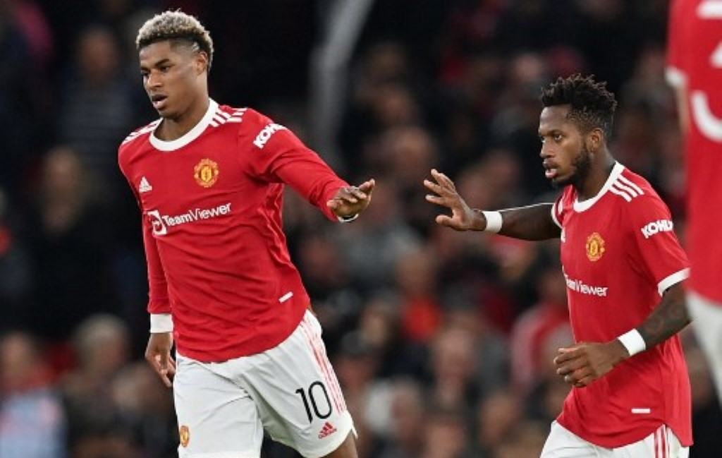Marcus Rashford saat berselebrasi usai mencetak gol ke gawang Atalanta (Foto: AFP/Paul Ellis)