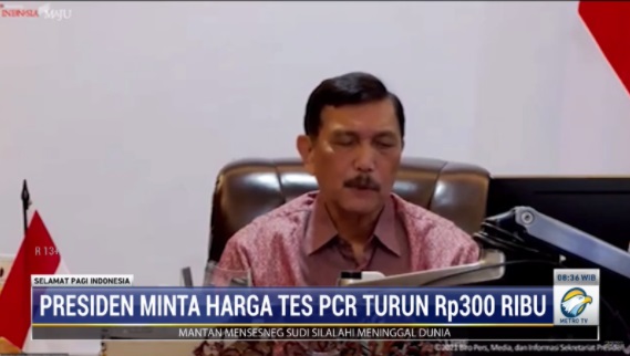 Jokowi Minta Harga Tes PCR Jadi Rp300 Ribu, Luhut: Masyarakat Perlu Paham Situasi Saat Ini