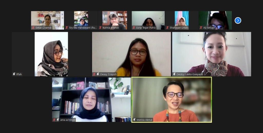 Sadaring #6 Satupena bertajuk “Suara-Suara dari Lumbung Literasi. Foto: Tangkapan layar Zoom