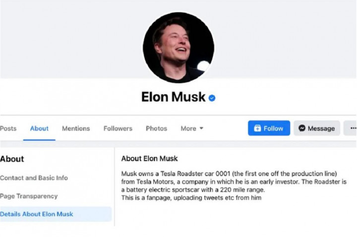 Facebook Verifikasi Halaman Palsu Elon Musk