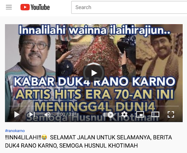 [Cek Fakta] Kabar Artis Rano Karno Meninggal Dunia Hoaks, Begini Faktanya