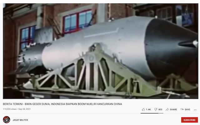 [Cek Fakta] Indonesia Dikabarkan Sedang Siapkan Senjata Nuklir untuk Menghancurkan Tiongkok? Cek Faktanya