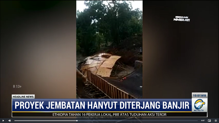 Pembangunan Jembatan di Magetan Roboh Diterjang Banjir