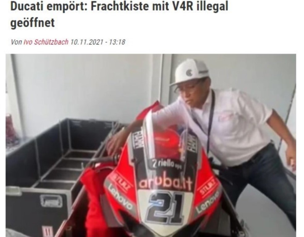 Media asing Speedweek menyoroti bongkar boks motor Ducati ilegal. Tangkapan layar website Speedweek