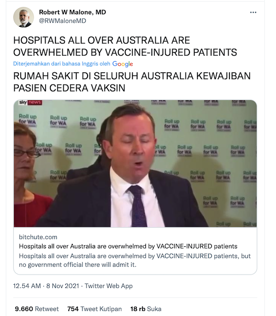 [Cek Fakta] RS di Australia Penuh karena Pasien Mengalami Efek Samping Vaksin Covid-19? Ini Faktanya