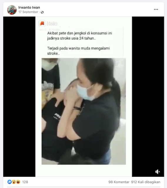 [Cek Fakta] Beredar Video Wanita Muda Terkena Stroke karena Sering Makan Petai dan Jengkol? Ini Faktanya