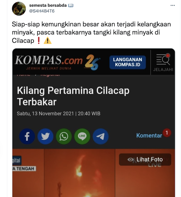 [Cek Fakta] Benarkah BBM dan Elpiji akan Langka Imbas Kebakaran Kilang Pertamina Cilacap? Ini Faktanya