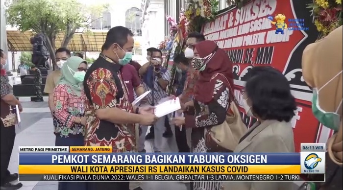 Walkot Semarang Bagikan 1.127 Tabung Oksigen ke RS dan Puskesmas