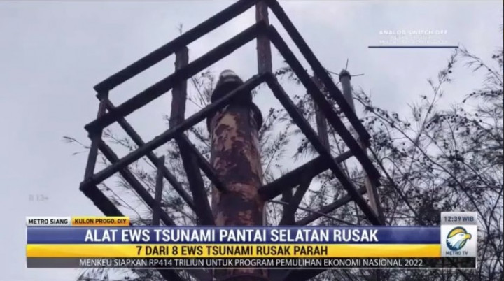 7 dari 8 Alat Peringatan Dini Tsunami di Kulon Progo Rusak Parah