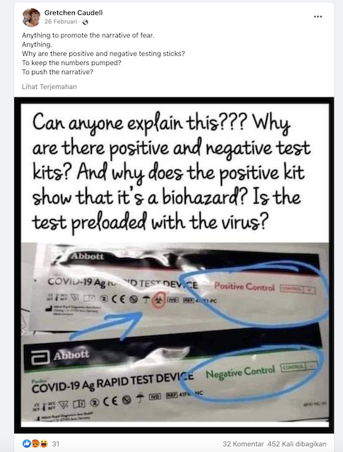 [Cek Fakta] Foto Alat Tes Covid-19 Sudah Berlabel Positif? Begini Faktanya