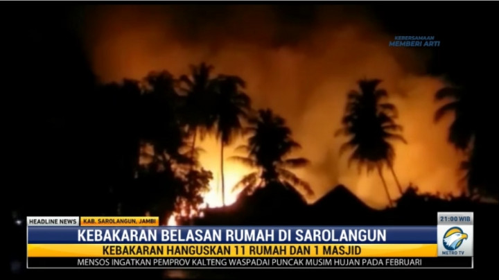 Kebakaran 2 Rumah di Kabupaten Sarolangun Jambi, 1 Lansia Tewas Terpanggang