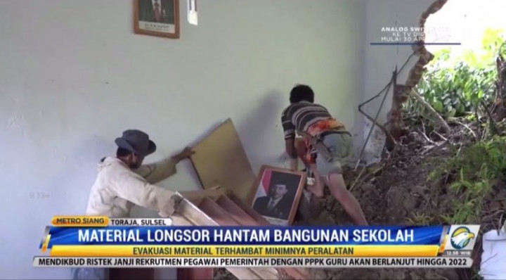 Material Longsor Hantam Bangunan Sekolah, Tembok Jebol