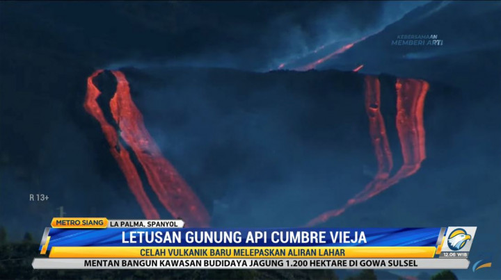 Erupsi Sejak September, Pegunungan Cumbre Vieja Buka Celah Lahar Baru