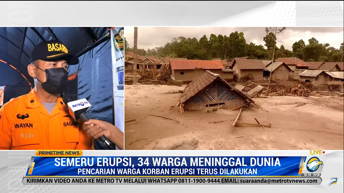 Pencarian Korban Erupsi Gunung Semeru Terkendala Cuaca