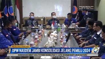 Koordinator Wilayah (Korwil) Sumatra III Partai NasDem menggelar konsolidasi di wilayah provinsi Jambi. Metro TV
