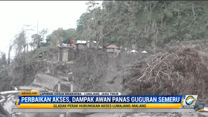 Jembatan Rusak Terdampak Erupsi Gunung Semeru Mulai Diperbaiki