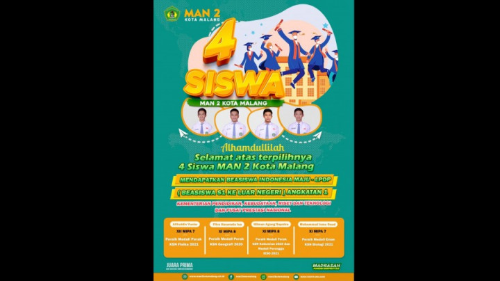 4 Siswa MAN 2 Kota Malang Raih Beasiswa Indonesia Maju LPDP