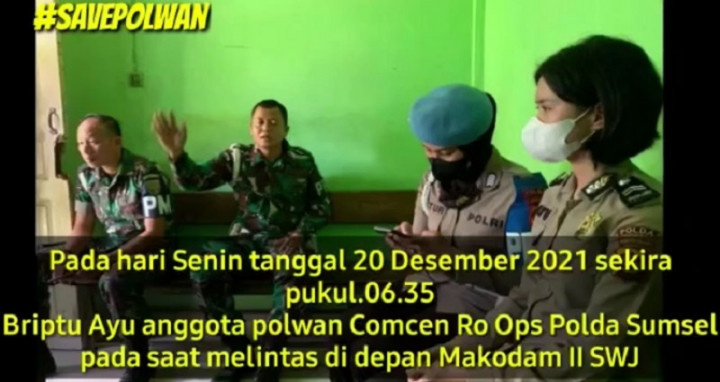 Viral, Prajurit TNI Diduga Pukul Polwan Polda Sumsel
