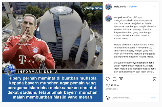 [Cek Fakta] Masjid Megah Dibangun di dekat Stadion Bayern Munchen Allianz Arena? Ini Faktanya