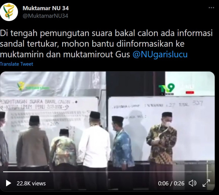Unik, Ada Pengumuman Sandal Tertukar saat Pemilihan Ketum PBNU