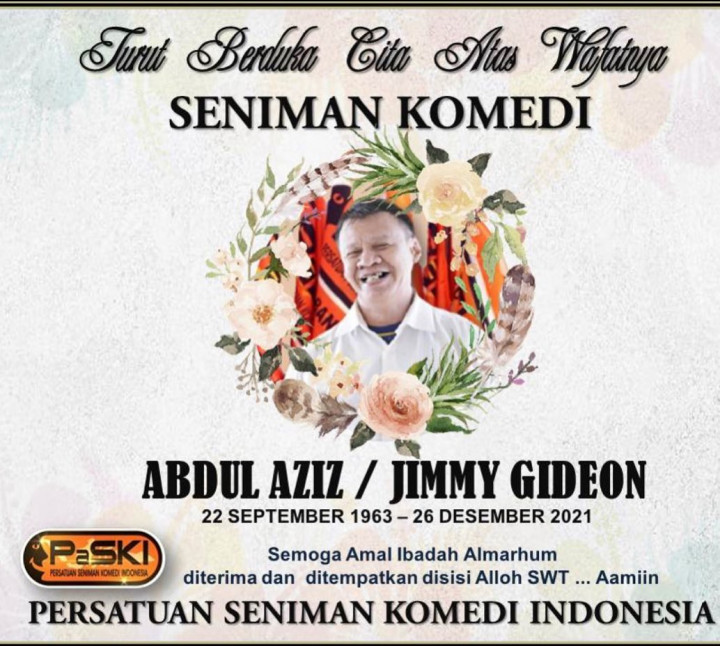 Pelawak Jimmy Gideon Meninggal Dunia