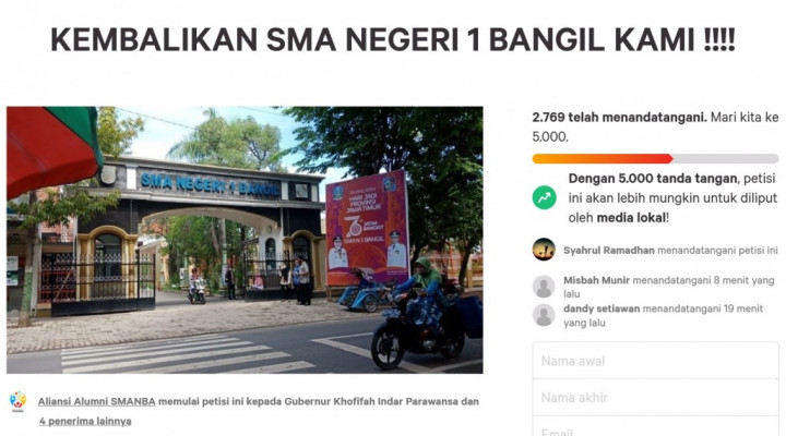 Khofifah Diminta Batalkan Perubahan SMAN 1 Bangil