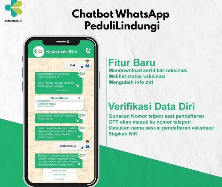 Chatbot WhatsApp Kemenkes RI. (foto: instagram @kemenkes_ri)