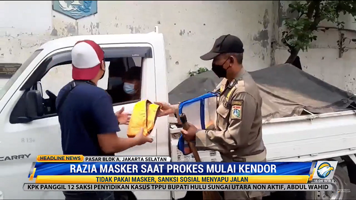 Satpol PP Gelar Razia Masker ke Pasar Blok A