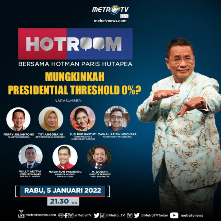Saksikan Hot Room Malam Ini: Misteri 0% <i>Presidential Threshold</i>