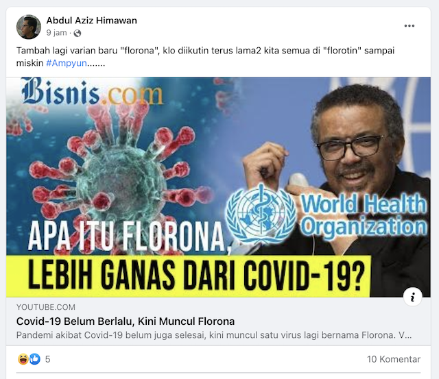 [Cek Fakta] Muncul Lagi Varian Baru Covid-19 Bernama Florona? Cek Faktanya