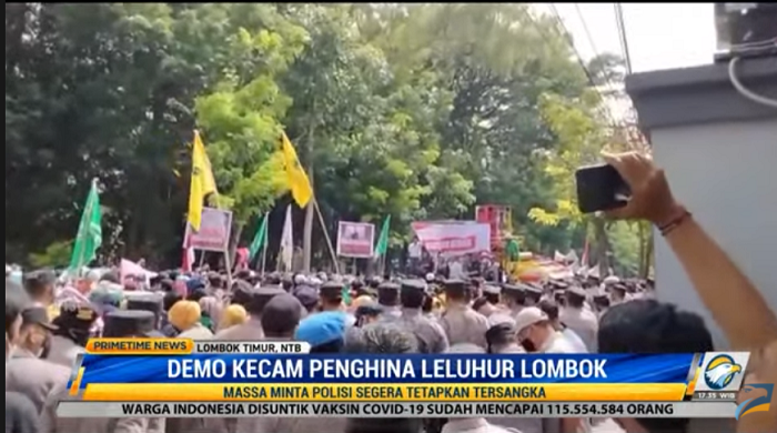 Massa Kembali Demo di Lombok Desak Polisi Tangkap Ustaz Mizan