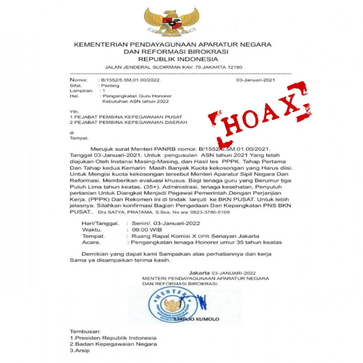 Kemenpan RB Minta Masyarakat Waspada Surat Palsu Pengangkatan Tenaga Guru