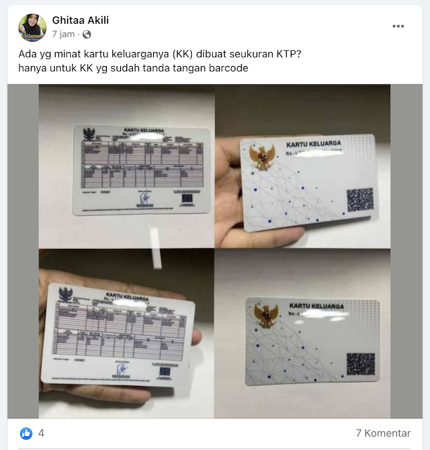 [Cek Fakta] Benarkah Kartu Keluarga Saat Ini Seukuran KTP? Cek Dulu Faktanya